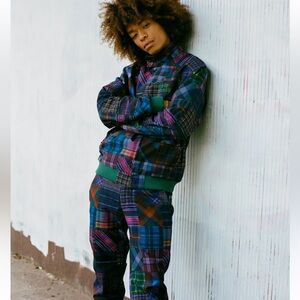 Teddy Fresh Patchwork Plaid Jacket. Size Large